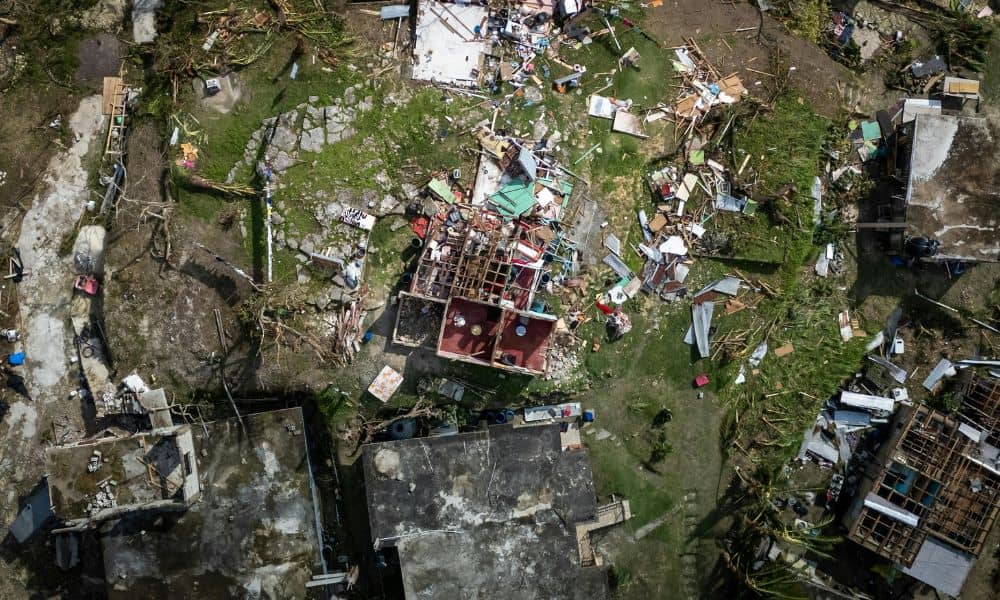 Aerial view of storm damage showing how lidar mapping helps reveal changes in the land after severe weather