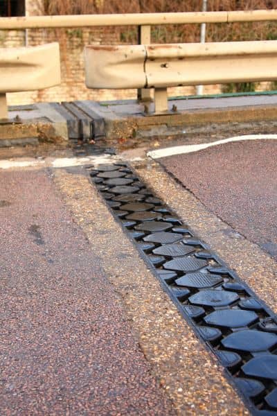 Bridge expansion joint showing structural design that allows bridges to expand and contract safely